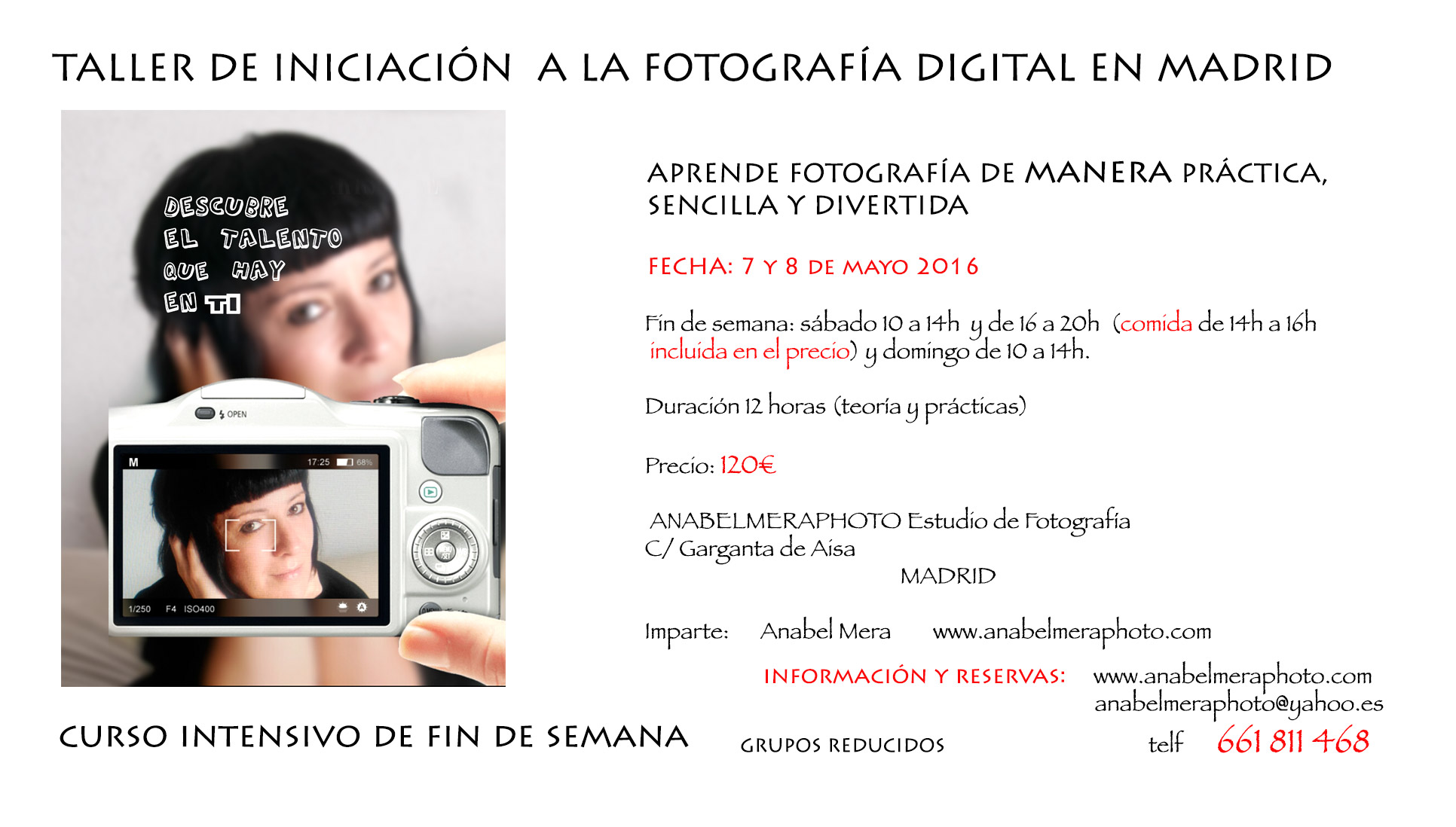 TALLER DE INICIACIÓN A LA FOTOGRAFÍA EN MAYO EN MADRID